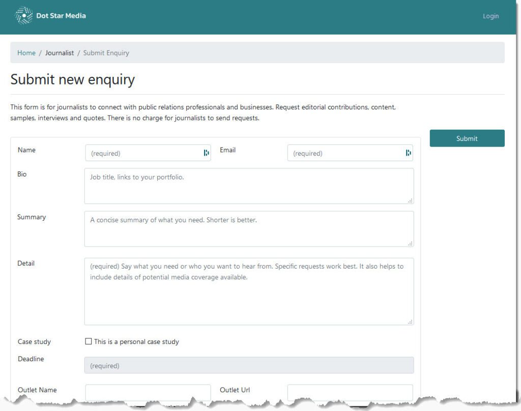 Journalist Request Form