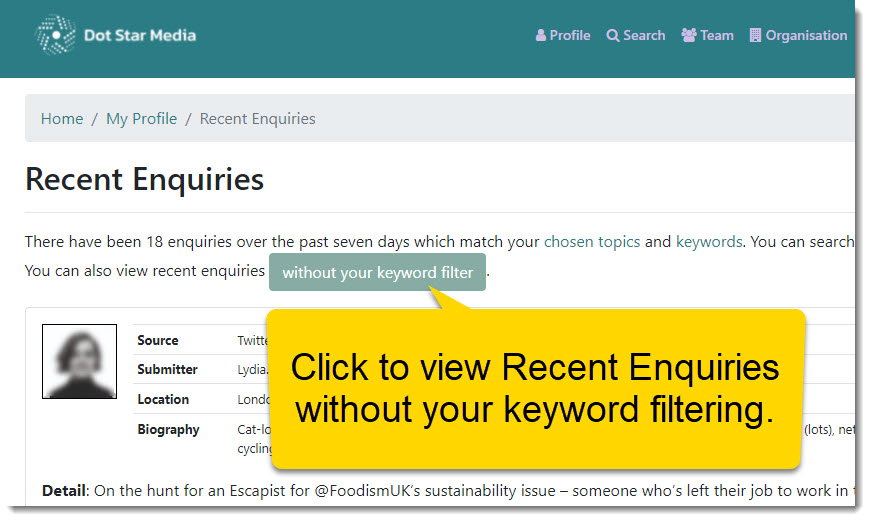 Toggle Keyword Filtering