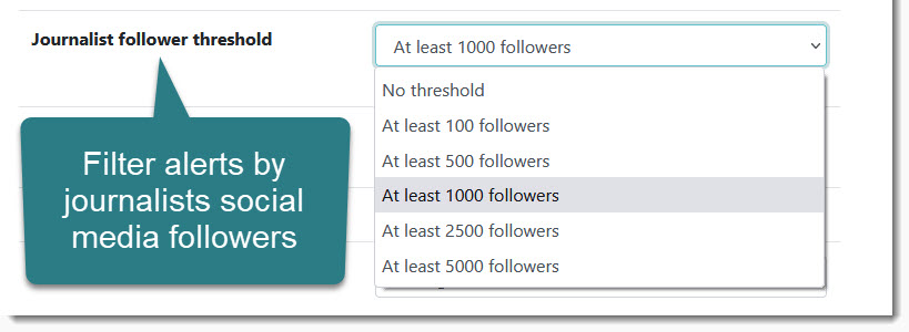 Journalist follower threshold setting